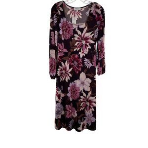 Gilli Women's Long Sleeve Floral A-Line Midi Dress Size Medium New